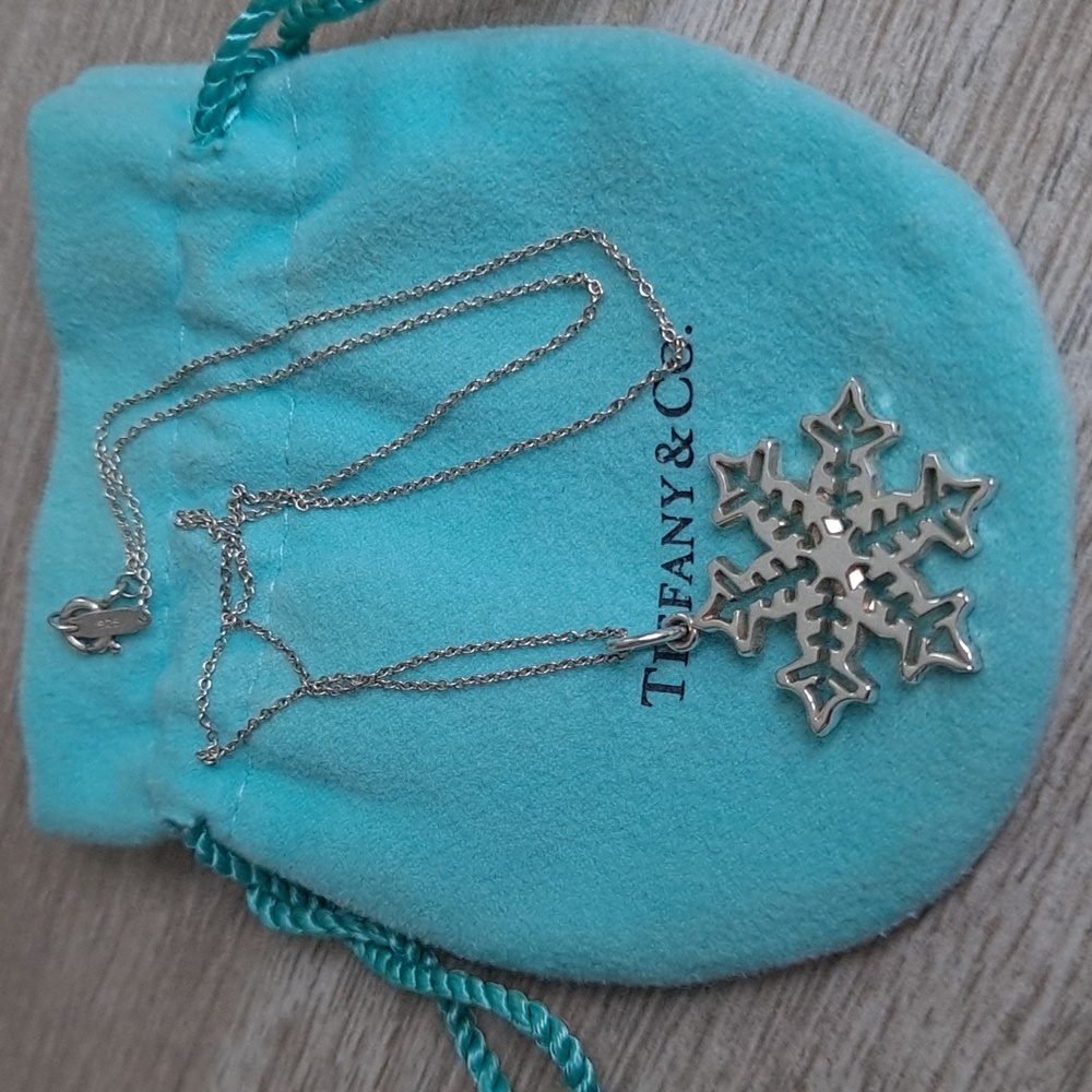 Authentic Tiffany & Co. Snowflake pendant necklace
